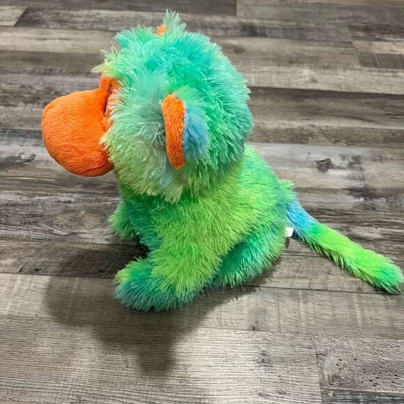 Neon green and orange stuffed monkey - Picture 15 of 16